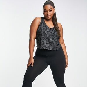 Nike Training Plus Leopard printed slim vest in black